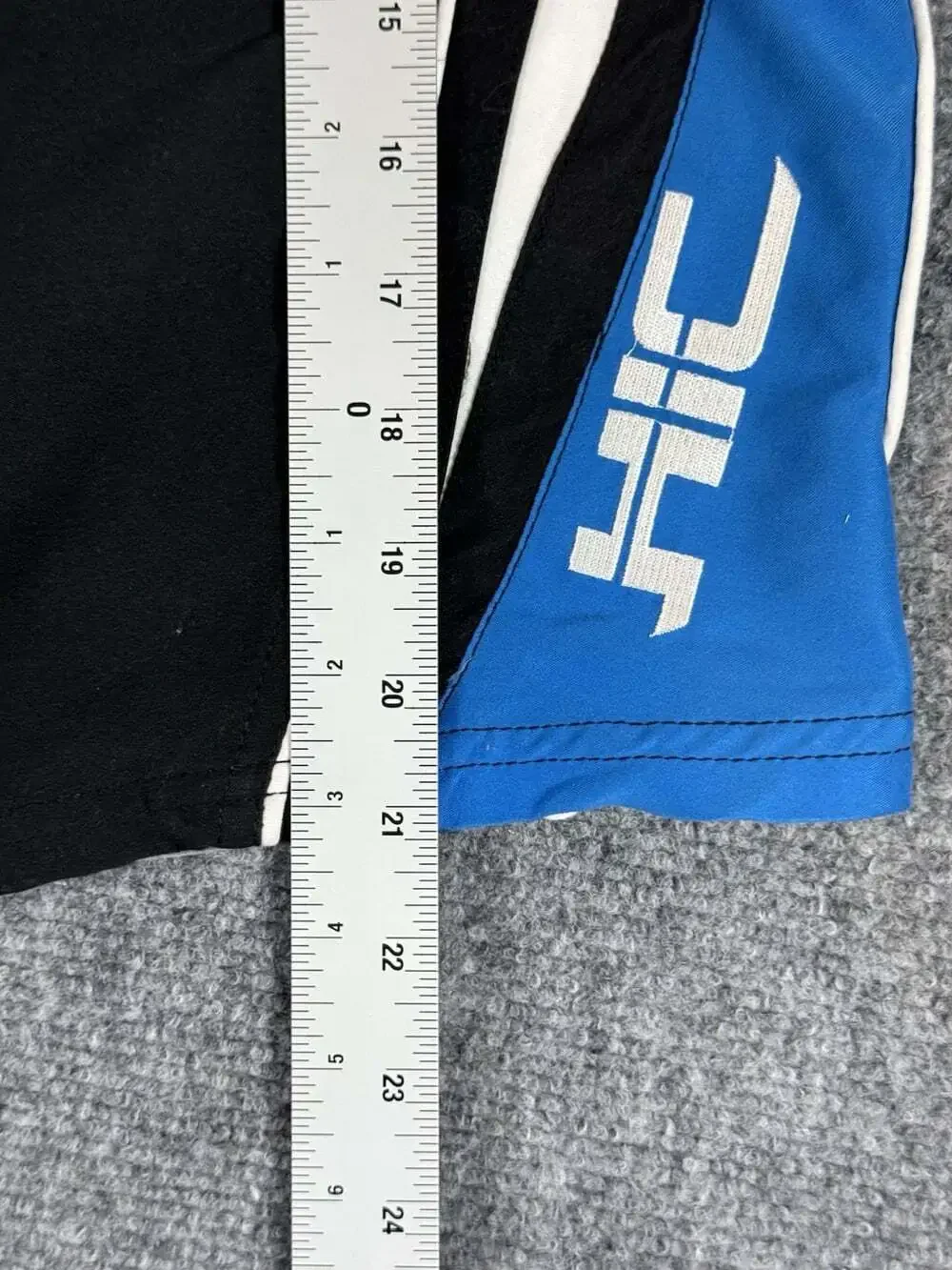 HIC Men’s Colorblock Board Shorts Black Blue Gray White Drawstring Pockets 34